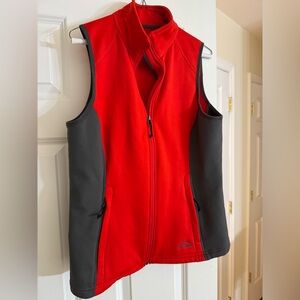 L.L. Bean Vibrant Red-Orange and charcoal Vest